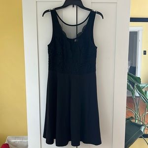Grace Karin black dress with sexy lace neckline, size L.